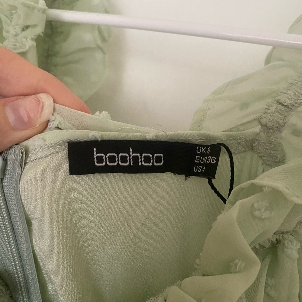 Boohoo Mint Green Ruched Dress - Picture 3 of 3